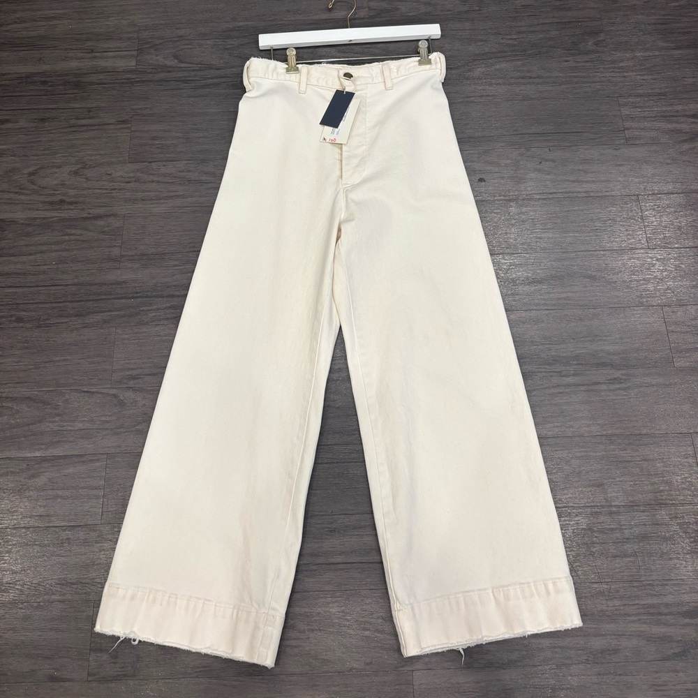 THE GREAT. Cream Boot Cut Pants